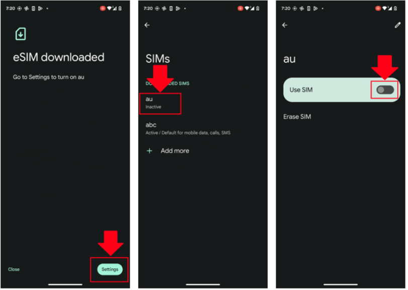 回線の切り替え画面1